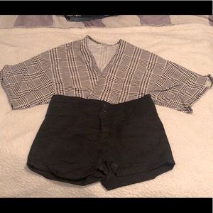 Charlotte Russe Black and White Wrap Top
